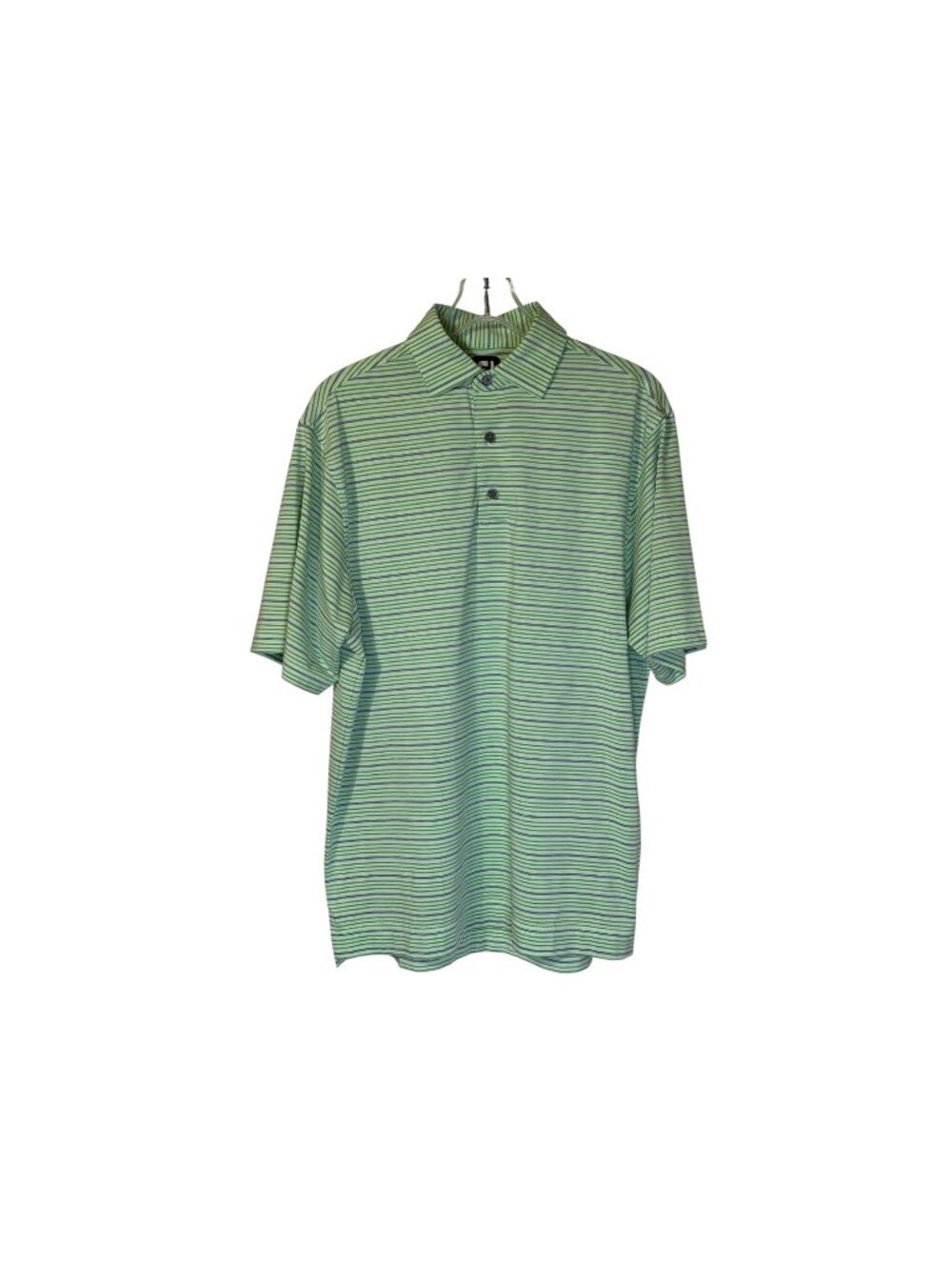 FootJoy Green & Gray‎ Striped Short Sleeve Polo Golf Shirt - Men's size Medium